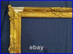 Ancien cadre louis XV doré feuillure 52 cm x 39 cm patiné frame peinture tableau