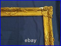 Ancien cadre louis XV doré feuillure 52 cm x 39 cm patiné frame peinture tableau