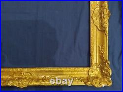 Ancien cadre louis XV doré feuillure 52 cm x 39 cm patiné frame peinture tableau