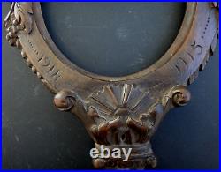 Ancien cadre miroir bois sculpté ww1 1914 Old wooden carved frame military miror