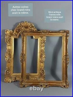 Ancien cadre rond style Louis XVI bois sculpté doré 30x26,5 feuillure 23 cm SB