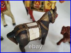 Ancien chevaux de mariage Ghodi en bois sculpté et peint à la main Indien