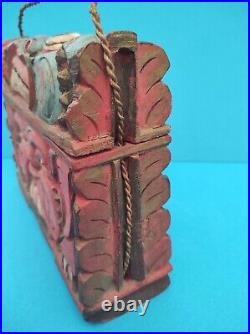 Ancien coffre en bois sculpté, Asie, Thibet ethnique, dragon, coffret, boite