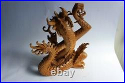 Ancien dragon bois sculpté Asie (39056)