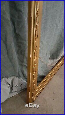 Ancien grand cadre en bois stuc doré décor flot fin XIXème 105x83cm 3,4kg