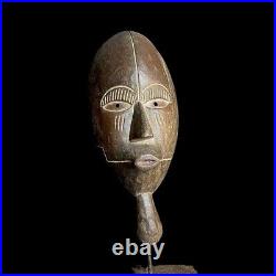 Ancien masque facial en bois sculpté à la main art tribal africain African Gu