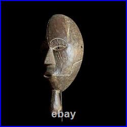 Ancien masque facial en bois sculpté à la main art tribal africain African Gu