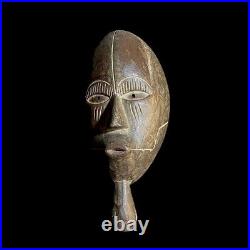 Ancien masque facial en bois sculpté à la main art tribal africain African Gu