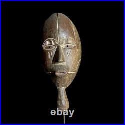 Ancien masque facial en bois sculpté à la main art tribal africain African Gu