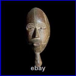 Ancien masque facial en bois sculpté à la main art tribal africain African Gu