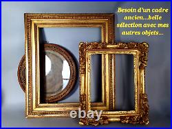 Ancien miroir Art nouveau bois sculpté doré feuille or décor papillons 84x55 cm
