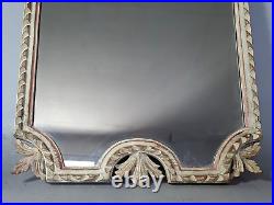 Ancien miroir bois sculpté cérusé décor colombes style Louis XVI 85x53 cm SB572