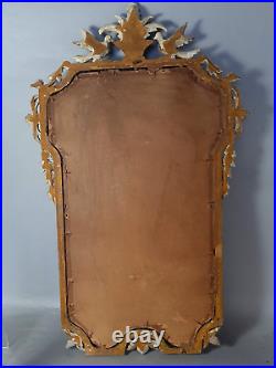 Ancien miroir bois sculpté cérusé décor colombes style Louis XVI 85x53 cm SB572