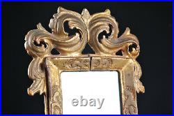 Ancien miroir bois sculpté doré XVIII antique mirror venetian wood carved gilded