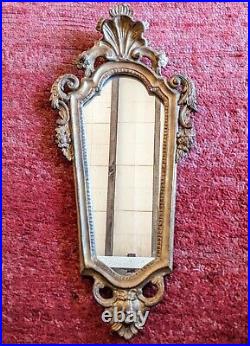 Ancien miroir doré L XV Italien glace rocaille bois sculpté cadre doré déco