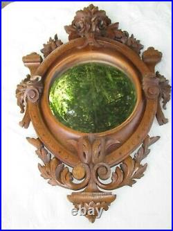 Ancien miroir en bois Noyer sculpté