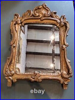 Ancien miroir en bois doré bois sculpté dorure glace déco