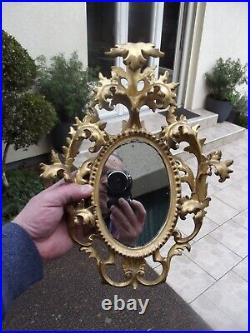 Ancien miroir glace en bois doré sculpté XVIII OU XIX miroir au mercure