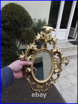 Ancien miroir glace en bois doré sculpté XVIII OU XIX miroir au mercure