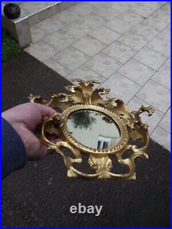 Ancien miroir glace en bois doré sculpté XVIII OU XIX miroir au mercure