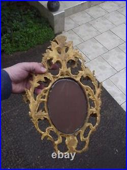 Ancien miroir glace en bois doré sculpté XVIII OU XIX miroir au mercure