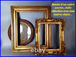 Ancien miroir soleil à parecloses bois sculpté doré feuille or Vintage 50s C023