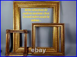 Ancien miroir soleil à parecloses bois sculpté doré feuille or Vintage 50s C023