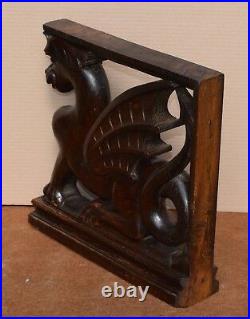 Ancien ornement de meuble en bois sculpté statue de dragon