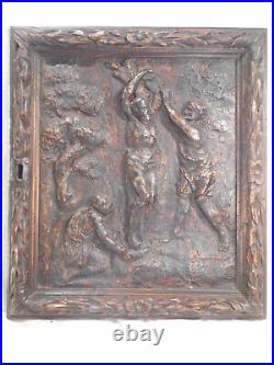 Ancien panneau bois sculpté -Christ aux liens Haute époque XVIème Renaissance