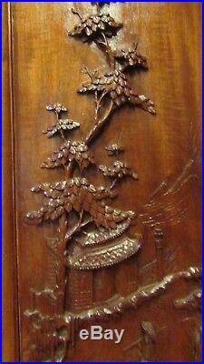 Ancien panneau chinois sculpté en bois de fer antique chinese wood sculpture 2