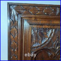 Ancien panneau porte de buffet bois sculpté décoration scène romantique