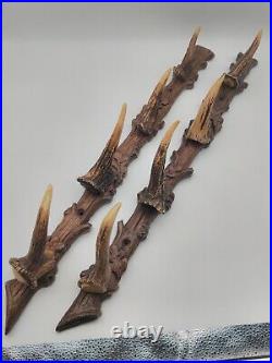 Ancien porte fusil en bois sculpté Foret Noire XIXème siècle, bois de cerf