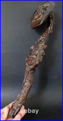 Ancien sceptre ruyi bois sculpté lettré Old Ru Yi chinese wooden carved peach