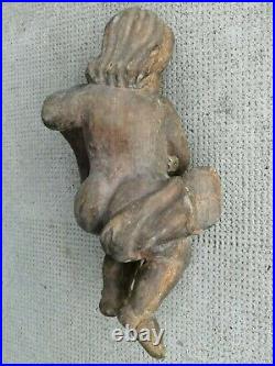 Ancien sculpture angelot putti bois sculpté carved wood