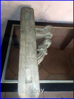 Ancien support de bougie mural bois sculpté Inde Temple XVIII XIX ème oiseau