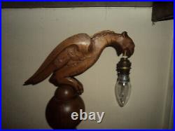 Ancienne Lampe En Bois Sculpte Aigle Foret Noire 1950