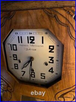 Ancienne Pendule Horloge Carillon Westminster Bois Sculpte Art Deco 8 Tiges 8 M
