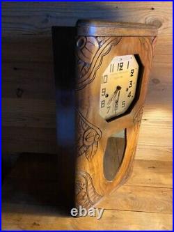 Ancienne Pendule Horloge Carillon Westminster Bois Sculpte Art Deco 8 Tiges 8 M