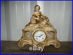 Ancienne Pendule Horloge En Bois Sculpté De Style Baroque Venitien
