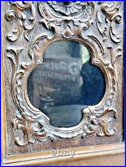 Ancienne Petite Armoire A Pharmacie, A Clef, Vitrine En Bois Sculptée Ange XIX