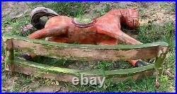 Ancienne Statue De Cheval Sculpté Vintage Fait À La Main En Bois Décor Figurine