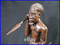 Ancienne Statue En Bois Sculpte Chasseur Guerrier Art Africain