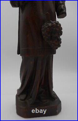 Ancienne Statue Saint Vincent Saint Blaise En Bois Sculpte Aux Mains Coupees