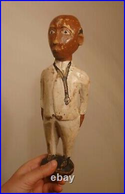 Ancienne Statuette Colon, Art Africain, Médecin Docteur bois sculpté
