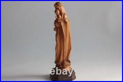 Ancienne Vierge à l'enfant en bois sculpté (65126)