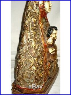 Ancienne Vierge à l'enfant sculpté polychrome espagnole catalan