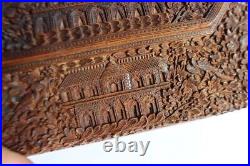 Ancienne boite asiatique en bois sculpté (37431)