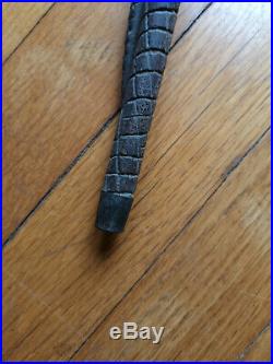 Ancienne canne bois sculpté serpents salamandre art populaire travail poilu WW1