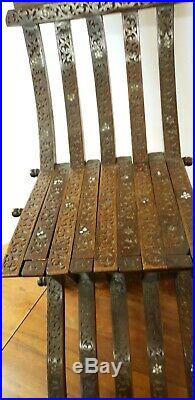Ancienne chaise sculptée bois et nacre XIX e Syrie Islam orient 19 em pliable