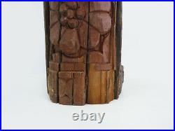 Ancienne colonne en bois sculpté à motifs floraux. 91 cm 35,82
